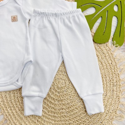 Conj. Body e Calça 100% Algodão Egípcio com Proteção UV50+ - Off White